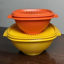 Set Of 2 VTG Tupperware Servalier Bowls w/Lids Harvest Orange & Yellow 836 840 picture