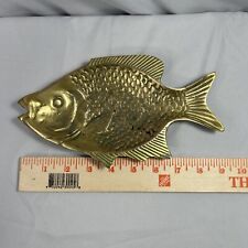 Vintage Solid Brass Fish Plate Trinket Tray Coastal Cabin Decor Heavy 9” picture