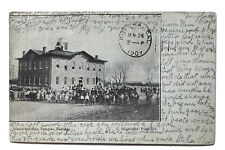 Rare 1901 DOUGLAS KANSAS SCHOOL BUILDING Postcard Butler County Students A3 picture