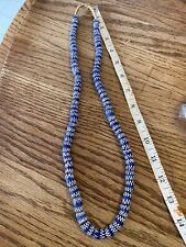 African Trade beads Vintage Powder Glass  beads   blue White 14” Strand picture