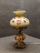 Table Parlor Hurricane Lamp GWTW Electric Hand Painted Red Roses  20” tall VTG picture