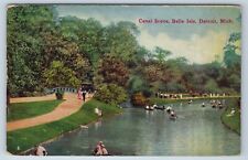 Postcard Canal Scene Belle Isle Detroit Michigan USA c1912 picture