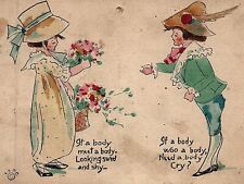 1912 VALENTINE VICTORIAN BOY AND GIRL FLORAL POETIC NEW ORLEANS POSTCARD 26-271 picture
