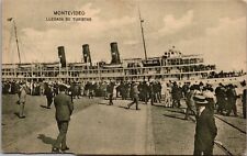 RPPC Ciudad de Montevideo Ship Docking With Tourists Early 1900s Postcard picture