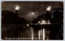 Clifton Suspension Bridge Fireworks Kings Visit RPPC Vintage Post Card - C3 picture