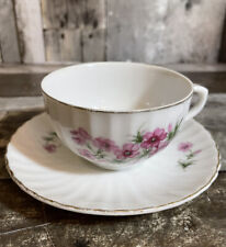 Vintage Tea Cup And Saucer Made in Japan. Gold Rim Pink Flowers picture