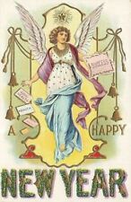 1909 Fabulous Angel Success Health Gilt Art Nouveau New Year P302 picture