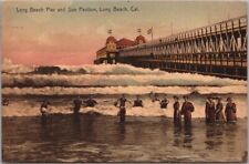 c1910s LONG BEACH, California Hand-Colored Postcard 