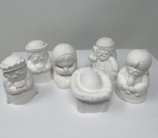 Plaster Nativity set 6 Figurines Craft Set Baby Jesus Mary Joseph picture