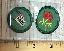 Girl Scouts RED ROSE TROOP CREST & PEN PAL Patch Insignia Retired Vintage NEW picture