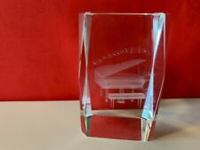 3D LASER ETCHED CRYSTAL CLEAR GLASS GRAND PIANO BENCH MUSICAL NOTES PAPERWEIGHT picture