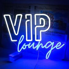 12x15'' Blue&White VIP Lounge Neon Sign USB Power Bar Hotel Cafe Room Wall Decor picture