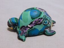Small Polymer Clay Green Floral Turtle Figurine picture
