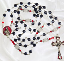 Handmade, Unbreakable, Catholic Rosary, Pearl Rosary, Red White & Blue picture