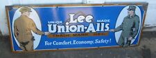 ORIGINAL OLD EARLY 1900/S UNION MADE LEE UNION-ALLS PORCELAIN SIGN picture