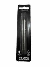 NEW CROSS BY MERANGUE BALL-POINT PEN BOLD Point Refill BLACK INK 2 Pack OpenBox picture