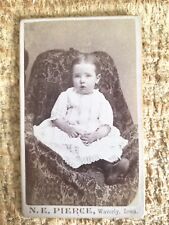 BABY GIRL IN WHITE DRESS,WAVERLY,IOWA.1800S MINIATURE POCKET SIZE CDV PHOTO*MCP4 picture