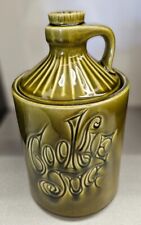 VTG Pottery Moonshine Cookie Jug 1970s Groovy Avocado Green picture