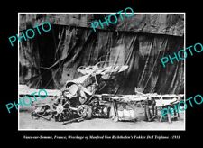 OLD LARGE HISTORIC PHOTO VAUX SUR SOMME FRANCE THE RED BARONS WRECK c1918 picture