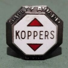VINTAGE KOPPERS CHEMICAL 5 YEAR SAFETY AWARD STERLING SILVER ENAMEL LAPEL PIN  picture