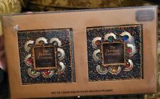 The Bombay Company Boxed Set of 2 Harlequin Hand-Beaded 2 x 2 Picture Frames NIB picture