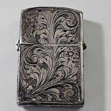 1950-1957 Zippo Lighter With Sterling Silver Floral Engraved Case Offers picture