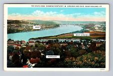 Ashland KY-Kentucky, Tri-State View, Rivers, Antique Vintage c1932 Postcard picture