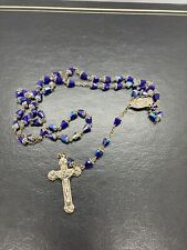 Vintage  blue crystal glass Rosary From Italy Beautiful 23” OA picture
