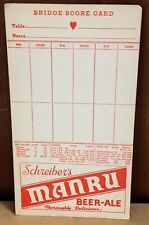 Vintage Schreiber's Beer Bridge Score Card 1930's Original Manru Ale Gambling picture