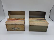 Lot 2 Vintage Recipe Metal Boxes with Many Old Recipes picture