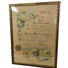 Antique Marriage License 102 Yrs Old Beautiful Framed Iowa Paper Ephemra picture