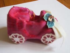 Vintage Christmas Ornament Hollow Plastic Car Red Maroon  picture