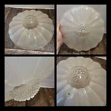 Vintage Art Deco 3 Hole Sunflower Hanging Glass Ceiling Light Shade Hobnail picture