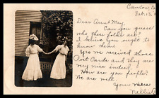 RPPC 1907 Ladies Holding Hands in White Dresses picture
