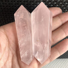 118g 2pcs Rose Quartz Wand Point Double Terminal Stone Quartz Crystal Healing picture