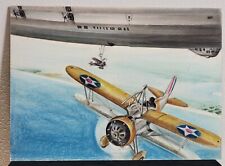 US Navy Curtiss F9C-2 Sparrowhawk & USS Akron ZRS-4 ☆ Original Painting on Board picture