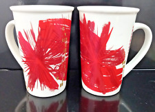 2 Starbucks Coffee Mugs Cups 2014 Red White Gold Abstract Starburst 12oz picture