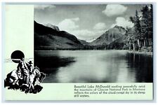 Lake McDonald Amid Mountains Glacier National Park Montana MT Vintage Postcard picture