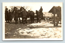 RPPC Postcard Caldwell Men Prepare Horse Drawn Sled Sleigh Ride AZO picture