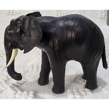 Leather Covered Elephant Statue - Hand Crafte Pachyderm Art Sulpture - Vintage picture