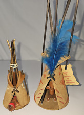 Vintage Indian Leather Teepee Huts With Baby Made In America Native Americans picture