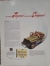 1942 Monsanto Chemicals Fortune WW2 Print Ad Q3 US Army Soldiers Jeep Uniforms picture