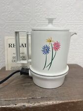 Vintage Regal 5 Cup Poly Hot Pot  White Electric Hot Water Pink Blue Flowers picture