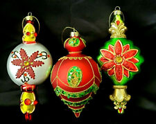 THREE (3) ASSORTED MERCURY GLASS CHRISTMAS ORNAMENTS picture