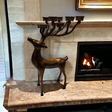 Reindeer Stag Candelabra 10 Votive Candles Sculpture 20in Solid Large Copper picture