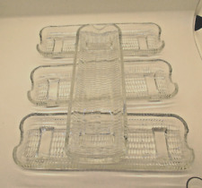 Set of 4 Vintage Corn on the Cob Holders Dishes Plates Clear Heavy Glass picture