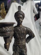 Vintage Cast Bronze Arab Candle Holder About 10 In Tall picture