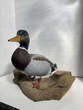 Vintage Mallard Drake Duck Carved Wooden Decoy Display Piece Hand Carved USA picture