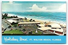 1950s FT WALTON BEACH FL HOLIDAY INN ARTIST AERIAL VIEW BEACHSIDE POSTCARD P2392 picture