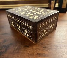 Vintage Wood Jewelry Trinket Box With Inlay Design Felt Lined  Made in India picture